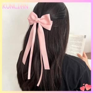 [KUNLIAN] Vintage Large Bow Hair Clip Trend Long Ribbon Hairpins Barrettes Headwear For Women Girl Hair Accessories Wedding Jewelry