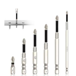 ร่องกันลื่นดีไซน์ปลายแม่เหล็กบิตไขควงสว่านความแข็งแกร่งอุตสาหกรรม6แพ็คสำหรับไดร์เวอร์อิมแพ็คสว่านไฟฟ้า