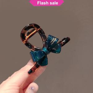 SHENHAO2🎀 Hàn Quốc tương phản Bow vừa cá mập Clip thời trang dập nóng chữ nửa gắn tóc Clip Clip tóc Clip