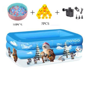 Kolam Renang Anak-anak 210cm Kolam Renang Motif Lucu Bahan Kuat Portable Swimming Pool For Kids/kolam renang anak jumbo Kolam Renang Anak dan Bayi jumbo Tiup Karet Besar Family Inflatable Swimming Pool Luar Ruangan120cm/150cm/180cm/210cm