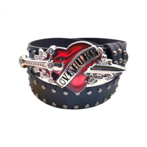 Heart Buckle Waist Belt Jeans Waistband Punk Style Studded Belt Waistband for Street Player Country Girls