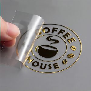[SG Local ]100PCS Custom Transfer 3D Sticker Shiny Gold Silver Transfer Sticker Company Logo Wedding UV Print Personalized Transfer Sticker