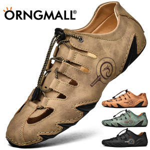 ORNGMALL Genuine Leather Breathable Men Loafers Summer Men Shoes Leather Handmade Moccasins Men Formal Shoes Outdoor Men Driving Shoes 38-48