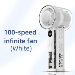 Tiaoxilife Semiconductor Refrigeration Handheld Fan 100 Levels of Wind Speed High-speed Turbine Fan 5000mAh USB Rechargeable Portable Fan LED Digital Display mini Fan