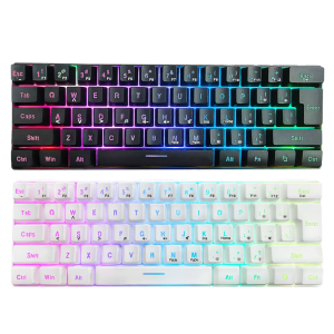 LED Mechanical Keyboard Hot Swappable Gaming Keyboard Corded Keyboard 61 Keys Gaming Keyboard for Computer Laptop