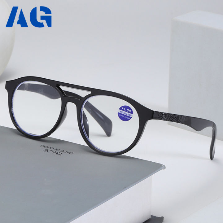 A-G New Style Anti-Blue Light Aviator Grade Reading Glasses Trendy  Replaceable Lens Eyeglasses for Men Clear Lens Anti Radiation Original  Fashion