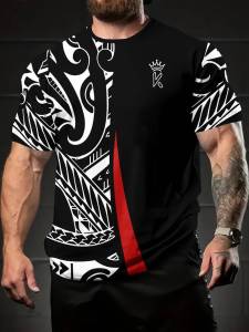 3d Digital fashion trend high-quality letter pattern short sleeve shirt Breathable sweat-proof round-neck top