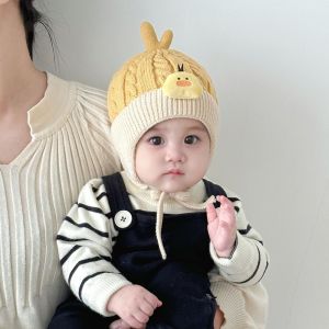 YOUYO Breathable Winter Baby Crochet Hat Cold-Resistant 6-36 Months Kids Ear Protection Hat Sweet Windproof Toddlers Plush Knitted Hat Outdoor Activities