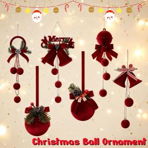 Flocked Christmas Ornament Velvet Christmas Ball Nordic Style Window Christmas Tree Home Decorations