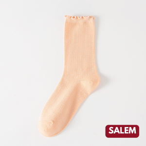 24114 Kaos kaki wanita panjang tinggi sebetis model ruffle korean style bahan katun lembut warna pastel