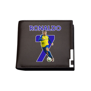 BiFold Metal Trim Short Horizontal Wallet Football Player emblem Logo C.Ronaldo Card Holder Coin Purse Fan Gift