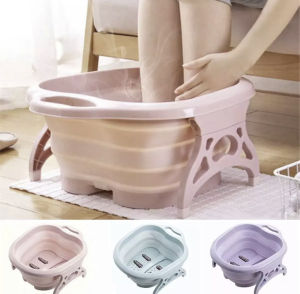 [SG SELLER] Foldable Foot Bath with lid sauna bubble massage bucket pedicure footbath portable folding footbath hot tub