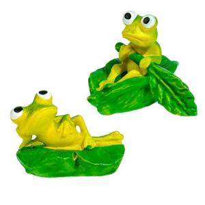 Miniature Garden Set With Frogs Sculpture And Nelumbo leaf For Home Decoration Animal Garden Figure