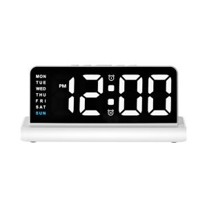 FOUNDTWO Large Display Digital Alarm Clock Large Screen Adjustable Brightness Table Clock Dual Alarms Automatic Date Update LED Electronic Clock Bedroom