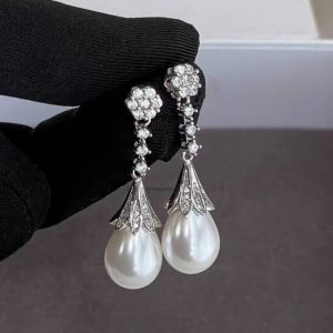 Elegant Zircon Pearl Tassel Earrings Korea Dangle Earring Jewelry Accessories for Women’s