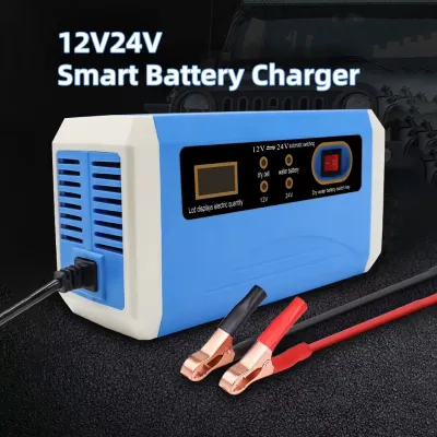 Charger Aki 10A 12-24V Pengisi Daya Aki Basah Kering Mobil Motor LCD Portable Casan Cas Accu Otomatis