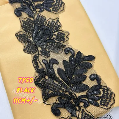 TY50[1METER]ABAYA FLOWER LACE/ SEQUIN FLOWER LACE/BORDER LACE/FLOWER LACE/RENDA BUNGA MANIK/RENDA ABAYA/ RENDA MANIK