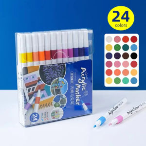 Kualitas Tinggi Pen Penanda Akrilik Set 24/36/48/60/80 Warna Pen Akrilik Marker Warna Cepat Kering Tahan Air / Spidol Acrylic Painter / Menggambar Kreativitas Seni Edukasi Anak