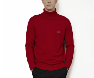 sweater Baju rajut pria turtleneck kerah tinggi edisi merah putih switer tangan panjang motif polos kemerdekaan