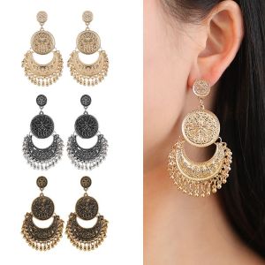 BELLEMODE Ethnic Indian for Women Hollow Out  Crescent Boho Jewelry Drop Earrings Dangle Earring Tassel Small Bells