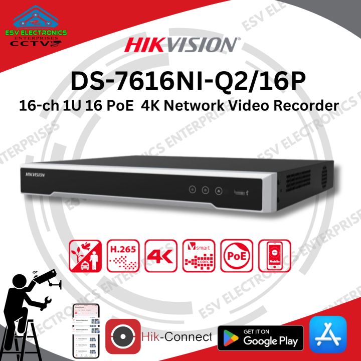 HIKVISION DS-7616NI-Q2/16P. 16channel 1U 16 PoE 4K Network Video ...