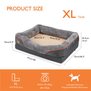 L-XXL Dog Bed Orthopedic Dog Sofa Washable Pet Couch Bed Memory Foam Mattress Calming Couch Rim Pillow ﻿