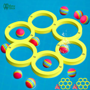 Water Sports EVA Floating Pool Games In Summer Throwing Toys Boys Girls Pool Game with 10 Rainbow Golf EVA Balls Fun Gifts Floating Water Sports Pool for Boys Girls and Adults