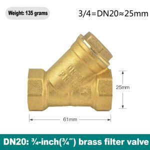 1/2 3/4 1 inch BSP Female Thread Brass Inline Y Type Filter Strainer Valve Pipe Fitting Connector