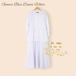 Gamis hermosa kerja putih polos-gamis pdh putih-seragam kerja putih bahan toyobo premium-gamis pns