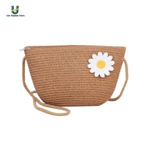 Women Fashion Straw Weave Flower Zipper Shoulder Crossbody Bag Beach Purse[Ueb Flagship Store]