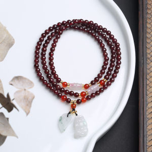 Natural garnet multi-strand bracelet 5mm Natural Jadeite A Material accessories   Manufacturers wholesale best-selling products