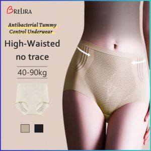 High Waisted Seamless Panties Ultra Waist-Tightening And Belly-Slimming Womens Antibacterial Triangle Pants 女士高腰液态抗菌收腹内裤