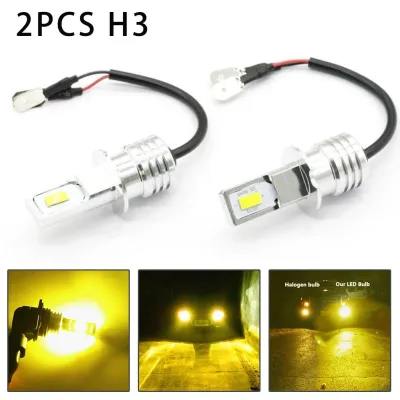 SUITU AUTOMALLS 2 X LED Bulbs Super Bright H3 CSP LED Fog Light Bulbs Conversion Kit 80W 2000LM 3000K Yellow 360 Degrees