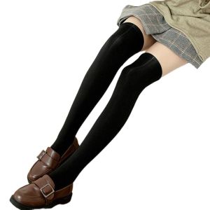 VCH Fashion Elastic JK Girl Solid Color Polyester Thigh High Socks Women Stockings Winter Thermal Socks Over Knee Socks