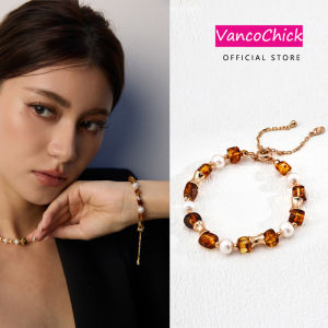 Vanco Chick-S925 silver vintage natural pearl flower amber bracelet
