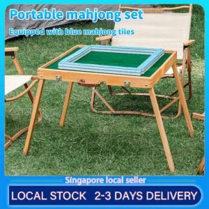 Outdoor portable mahjong table folding camping heightened mahjong set portable  wood travel dormitory sparrow brand small