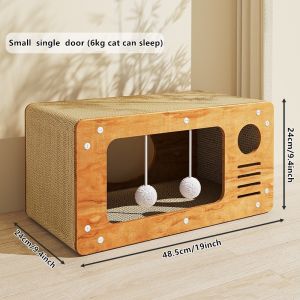 3IN1 Cat Scratcher House Board Wooden Extra Large Cat Villa Wear-resistant Cat Bed Cat Sleeping