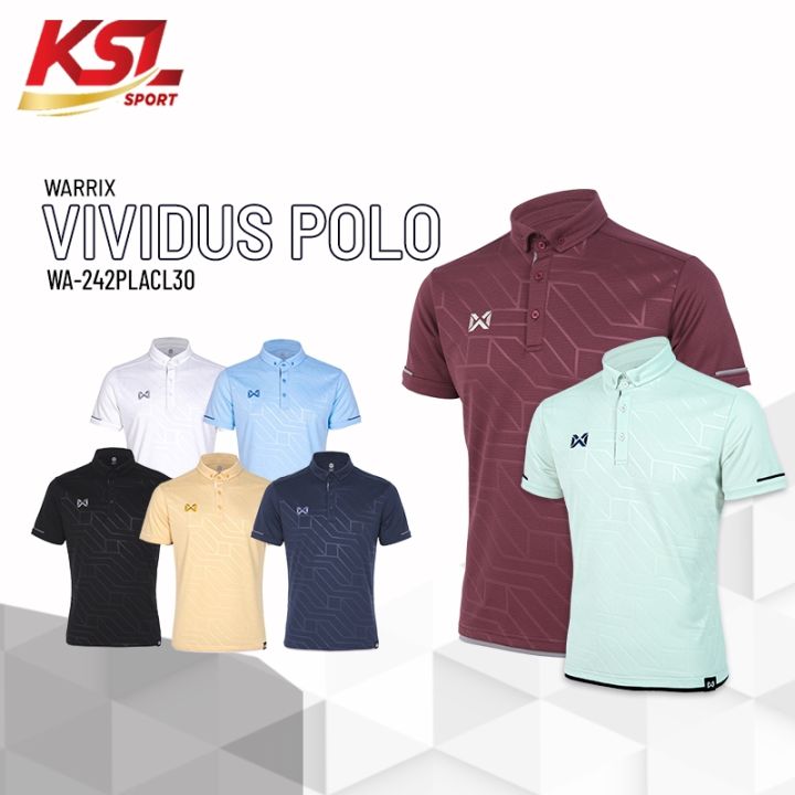 Warrix เสื้อโปโลวาริกซ์ วอริกซ์ รุ่น Vividus แขนสั้น คอปก ใส่สบายไม่ต้องรีด WA-242PLACL30 - ดำ/กรมท่า/ฟ้า/ขาว/เหลือง/เขียวอ่อน ชาย หญิง