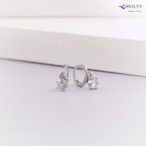 MEILYN Anting Jurai Wanita Permata Gemma Bulat GG6 5mm Lapis Perak 0272011605