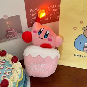 JOYCE 20CM LED Singing Birthday Cake Shape Plush Toys Cartoon Kawaii My Melody Kuromi Cinnamoroll Kt Cat Plush Stuffed Doll Decoration Birthday Gift