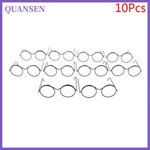 QUANSEN 1/2/5/10pcs แฟชั่นกรอบกลม lensless Retro Cool Doll แว่นตาสำหรับตุ๊กตา