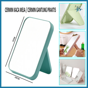 JS CERMIN LIPAT PERSEGI PORTABLE / STANDING BEAUTY MIRROR KACA DUDUK UNTUK RIAS MAKEUP WAJAH / FOLDABLE