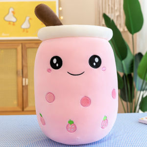 Bubble Tea Plush Doll Toy Simulation Fruit Milk Tea Cup Pillow Filled Boba Pearl Milk Tea Doll Plush Cushion Childrens Toys Birthday Gift Fruit Tea Cup with Smiley Soft Pillow Birthday Gift 奶茶娃娃毛绒玩具