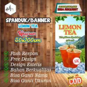 Spanduk Banner Size 50X100Cm LEMON TEAI Free Custom Design Dan Ukuran