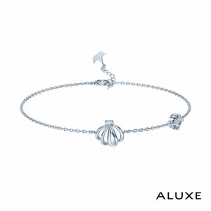 ALUXE 10K Gold Aquamarine Bracelet Hollow Shell Disney The Little Mermaid Series BRDL005