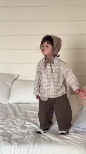 Childrens plaid shirt for autumn 2026 Childrens clothing baby clothes autumn style boys plaid shirt casual suit