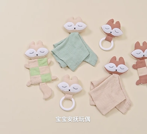 3pcs xoa dịu em bé Khăn nhẹ nhàng đồ chơi khăn trẻ em phim hoạt hình đồ chơi khi ngủ trẻ sơ sinh Đồ chơi lúc lắc với Teether circlet