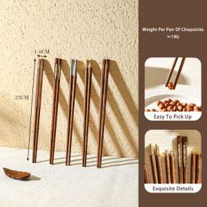 Vision 5Pcs Oil-Free Wax-Free Wooden Chopsticks Household Solid Wood Chopsticks Chicken Wing Wooden Chopsticks Without Paint or Wax One Person One Chopstick For Home Use