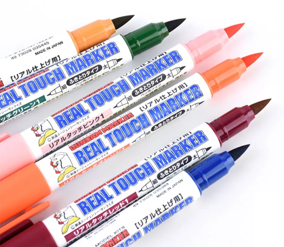 Mr Hobby] Gundam Marker Pen (Real Touch) - Water-based GM400 - GM410 Grey  Blue Red Black Orange Pink Yellow Brown 马克笔