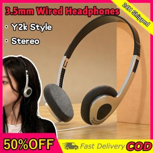 3.5mm Retro Wired Over Ear Headphones Classic Y2k Stereo Outdoor Walkman Mp3 Headset